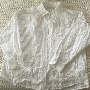 Zara basic Z1975 denim oversized collar button down blouse